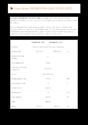 Sněžné pluhy s natáčením Pronar PUV 2800