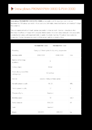 Sněžné pluhy s natáčením Pronar PUV 3300