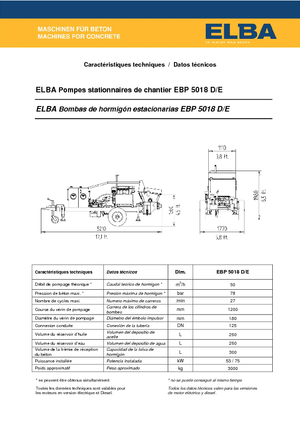 Stacionární čerpadla na beton Elba EBP 5018 E