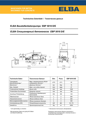 Stacionární čerpadla na beton Elba EBP 5018 D