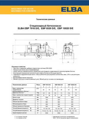 Stacionární čerpadla na beton Elba EBP 7018 E