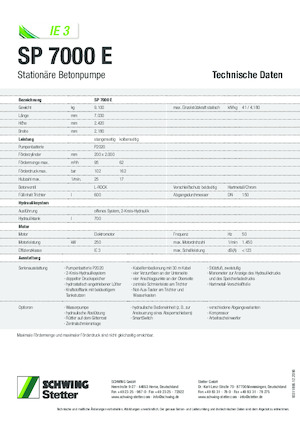 Stacionární čerpadla na beton SCHWING-Stetter SP 7000 E