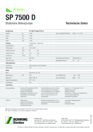 Stacionární čerpadla na beton SCHWING-Stetter SP 7500 D