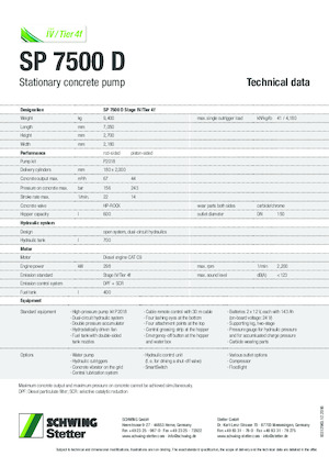 Stacionární čerpadla na beton SCHWING-Stetter SP 7500 D