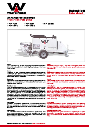 Stacionární čerpadla na beton Waitzinger THS 70 D