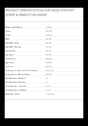 Nůžky na ocelový šrot Caterpillar S2050