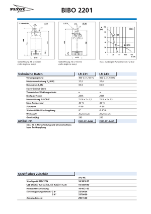 Čerpadla odpadních vod Flygt-Pumpen 2201 LR 231