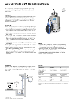 Čerpadla odpadních vod ABS-Pumpen Coronada 250 W
