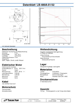 Čerpadla odpadních vod Tsurumi-Pumpen LB-480A