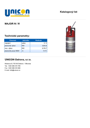 Čerpadla odpadních vod Grindex Major H