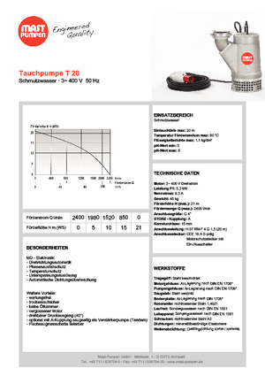 Čerpadla odpadních vod Mast-Pumpen T 20