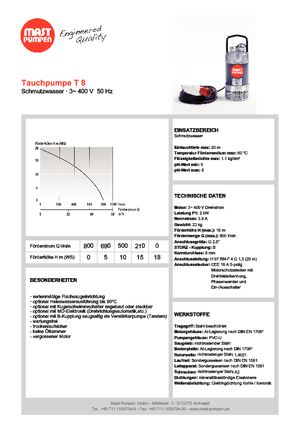 Čerpadla odpadních vod Mast-Pumpen T 8