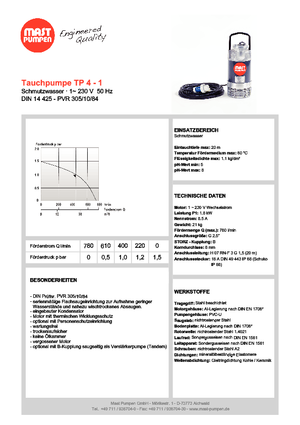 Čerpadla odpadních vod Mast-Pumpen TP 4-1