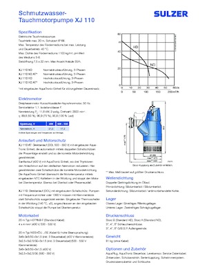 Čerpadla odpadních vod Sulzer XJ 110 ND