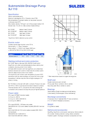 Čerpadla odpadních vod Sulzer XJ 110 ND