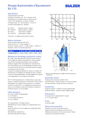 Čerpadla odpadních vod Sulzer XJ 110 ND