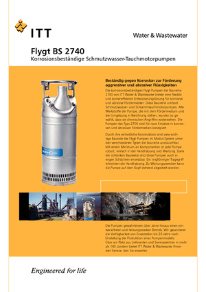 Kalová čerpadla Flygt-Pumpen BS 2740 HT