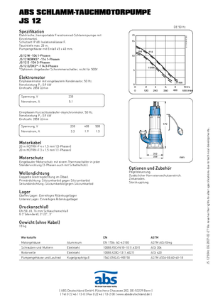 Kalová čerpadla ABS-Pumpen JS 12 W