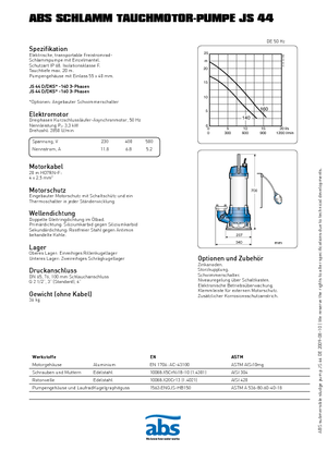 Kalová čerpadla ABS-Pumpen JS 44 D