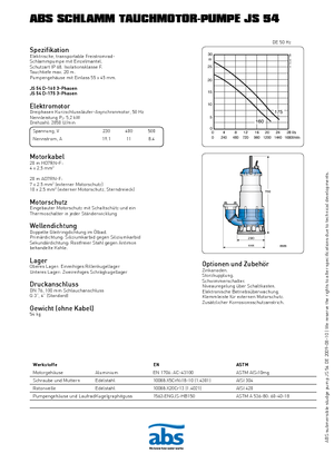 Kalová čerpadla ABS-Pumpen JS 54 D