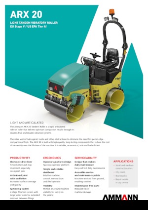Tandemové vibrační válce Ammann ARX 20 T4f