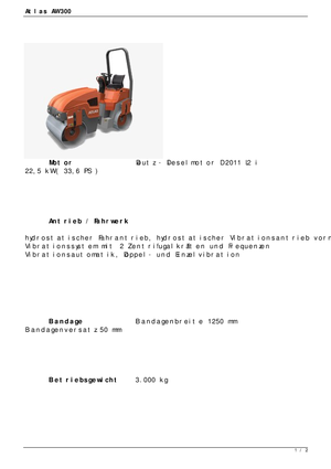 Tandemové vibrační válce Atlas AW 300