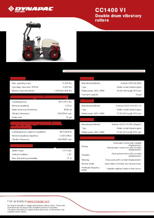 Tandemové vibrační válce Dynapac CC 1400 VI