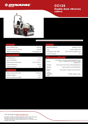 Tandemové vibrační válce Dynapac CC125