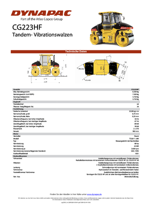 Tandemové vibrační válce Dynapac CG 223 HF