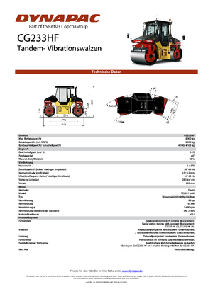 Tandemové vibrační válce Dynapac CG 233 HF