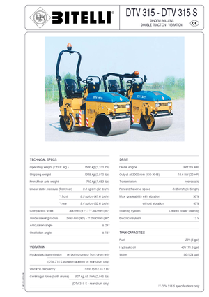 Tandemové vibrační válce Bitelli DTV 315