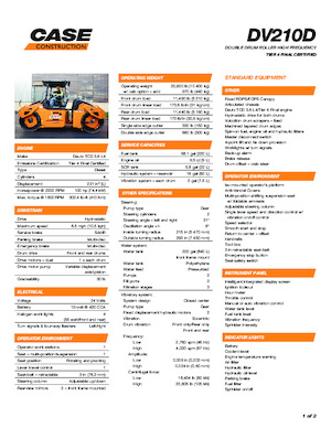 Tandemové vibrační válce Case DV210D HF