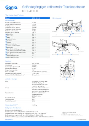 Teleskopické nakladače s horní konstrukcí Genie GTH4016R