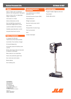 Sloupové pracovní plošiny JLG 10MSP