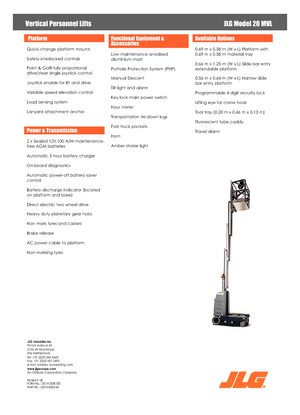 Sloupové pracovní plošiny JLG 20MVL