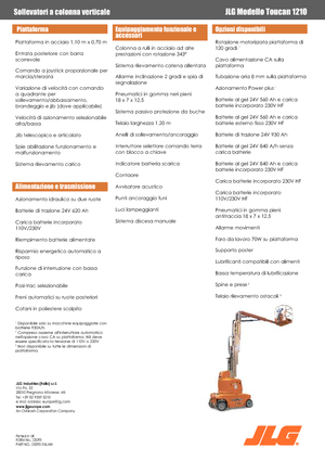 Sloupové pracovní plošiny JLG-Toucan Toucan 1210