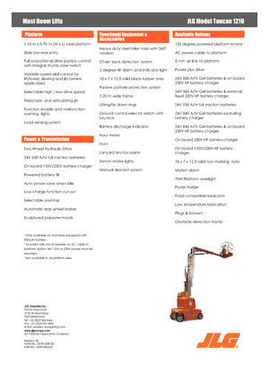 Sloupové pracovní plošiny JLG-Toucan Toucan 1210