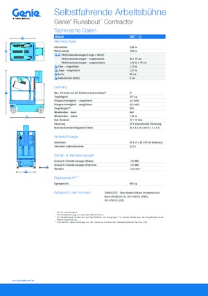 Kolové teleskopické pracovní plošiny Genie GRC-12 Runabout