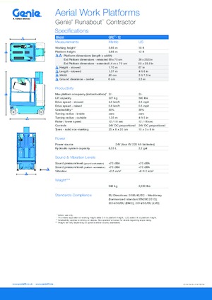 Kolové teleskopické pracovní plošiny Genie GRC-12 Runabout