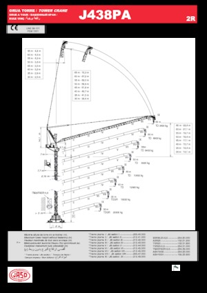 Věžové výkyvné jeřáby s horní otočí Jaso J438PA.2R