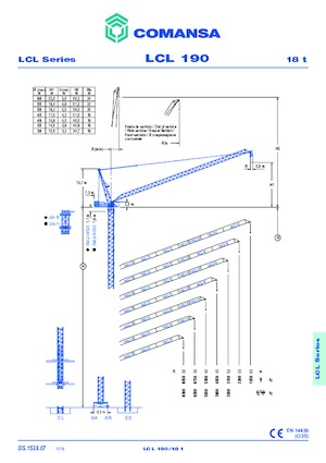 Věžové výkyvné jeřáby s horní otočí Comansa LCL 190