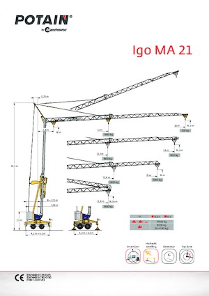 Věžové trolejové jeřáby se spodní otočí Potain Igo MA 21