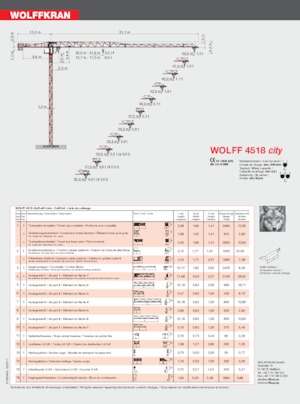 Věžové trolejové jeřáby s horní otočí Wolffkran 4518 city