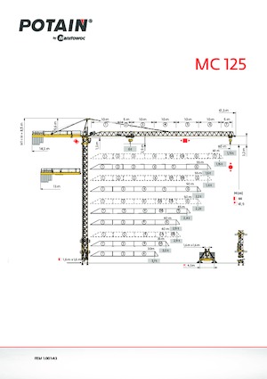 Věžové trolejové jeřáby s horní otočí Potain MC 125
