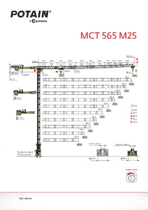 Věžové trolejové jeřáby s horní otočí Potain MCT 565 M25