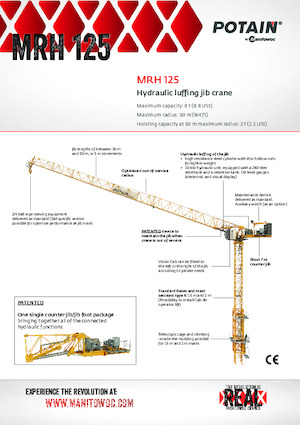 Věžové trolejové jeřáby s horní otočí Potain MRH 125