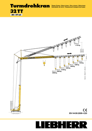 Věžové trolejové jeřáby se spodní otočí Liebherr 32 TT - 2,5-FU