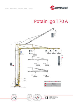 Věžové trolejové jeřáby se spodní otočí Potain IGO T 70 A