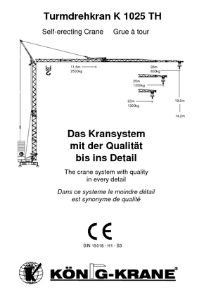 Věžové trolejové jeřáby se spodní otočí König K 1025 TH