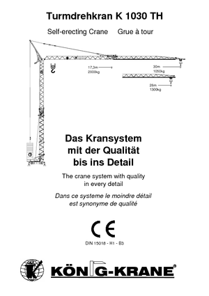 Věžové trolejové jeřáby se spodní otočí König K 1030 TH